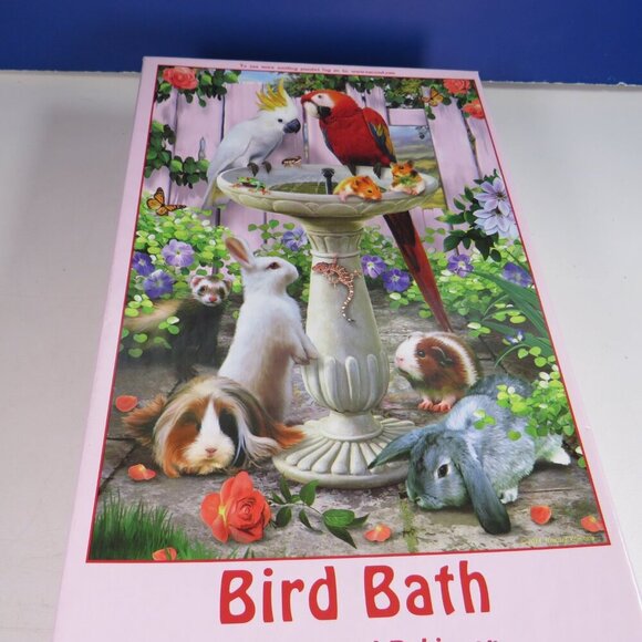 Bird Bath Jigsaw 100 pc Puzzle spring animals (all pieces, thick, good cond.) - Picture 2 of 5